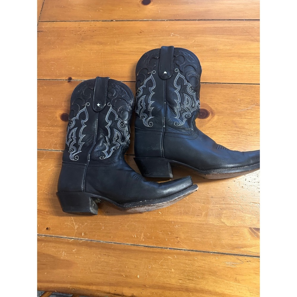 Tony Lama Womens Black Leather Western Cowboy Boots VF6000 Size 7.5 B USA